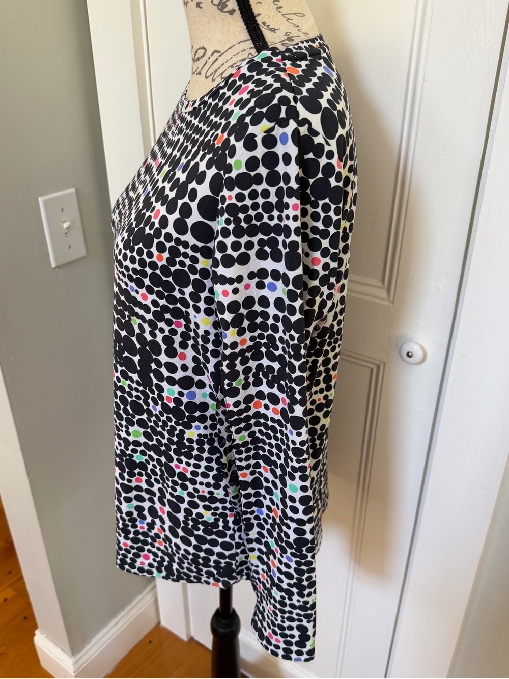 IBKUL Dots Demi Crew Neck Long Sleeve Top. Women's Size: L. - Picture 5 of 10